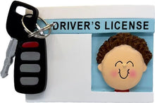 Load image into Gallery viewer, New Driver's License with Key and Key Fob New Driver Personalized Christmas Ornament Female Brunette, Female Blonde, Male Brunette, Male Blonde