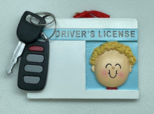 Load image into Gallery viewer, New Driver's License with Key and Key Fob New Driver Personalized Christmas Ornament Female Brunette, Female Blonde, Male Brunette, Male Blonde