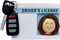 Load image into Gallery viewer, New Driver's License with Key and Key Fob New Driver Personalized Christmas Ornament Female Brunette, Female Blonde, Male Brunette, Male Blonde