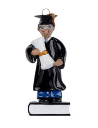 African American/Black/Indian Boy Graduate Personalize Christmas Ornament