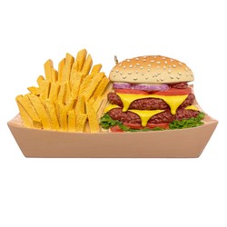 Double Cheeseburger and French Fries Personalized  Food Lover Christmas Ornament Fast Food