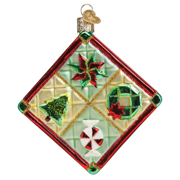Old World Quilt Square Christmas Ornament
