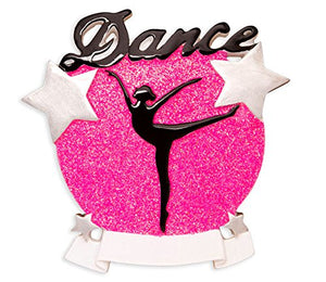 Dance with Pink Glitter and Silver Stars Personalized Christmas Ornament