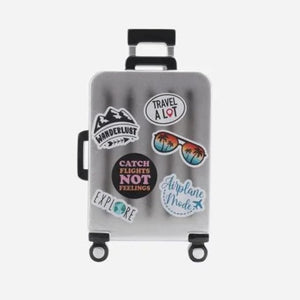 Silver Rollaway Suitcase Personalized Hanging Christmas Ornament, Travel, Vacation, Airplane