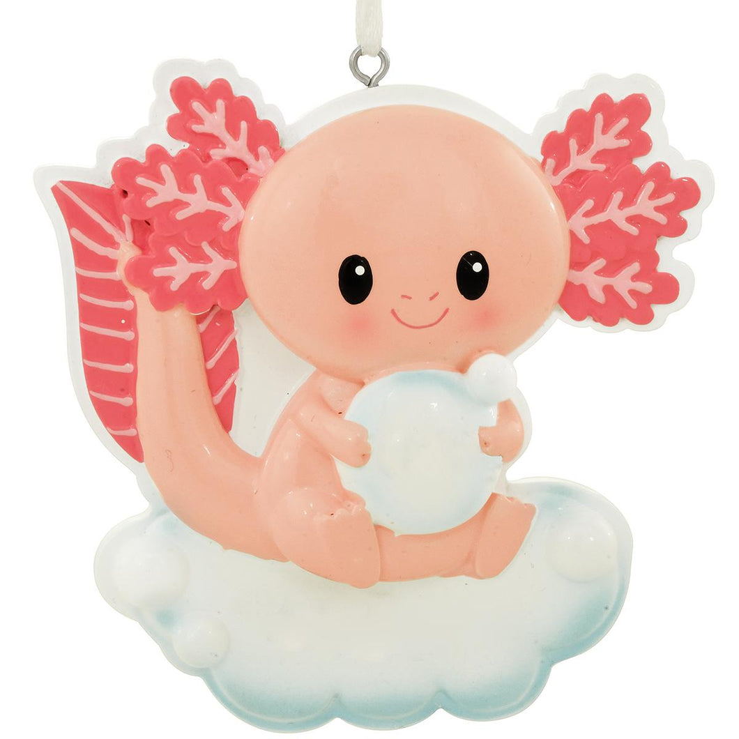 Axolotl Aquatic Pink Bubbling Salamander character Resin Personalized Christmas Ornament
