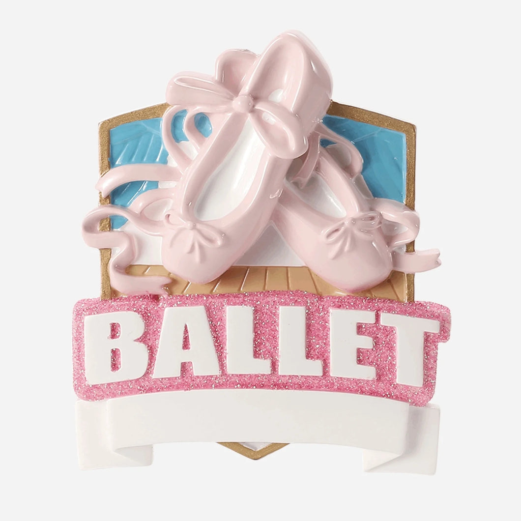 Ballet Shoes Personalized Christmas Ornament, 4 Inch, Pink Dance Recital First Class Keepsake
