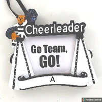 Black Cheerleader Personalized Picture Frame Christmas Ornament