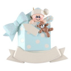 Blue Baby's First Christmas Personalize Ornamnet, Best Gift Ever!