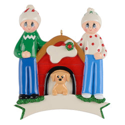 Dog House Couple with Dog Personalized Christmas Ornament