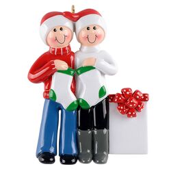 Stocking Love Couple Holding Stockings with Present Personalized Christmas Ornament