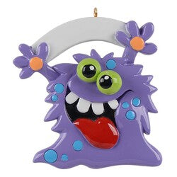 Kid Friendly Purple Monster with 3D Eyes Personalized Christmas Ornament