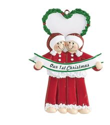 Our 1st Christmas Couple Dressed in Santa Suits Personalized Christmas Ornament