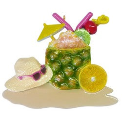 Pineapple Tropical Beach Vacation Drink Personalized Christmas Ornament