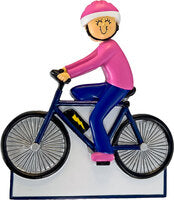Female EBike Bike Riding Personalized Christmas Ornament