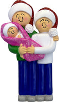 New Family of 3 Baby Boy or Baby Girl Personalized Christmas Ornament