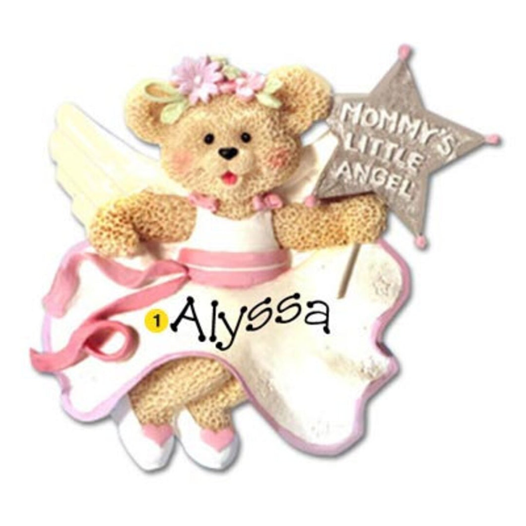 Mommy's LIttle Angel Bear Personalized Christmas Ornament