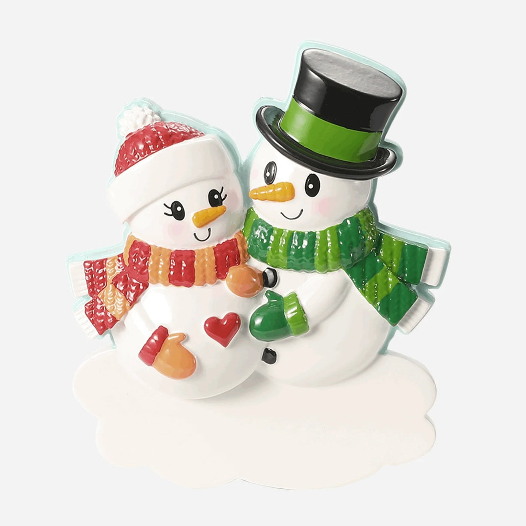 Maternity, Pregnancy, Expecting Personalize Snowman Couple Christmas Ornament, 4 Inch Resin