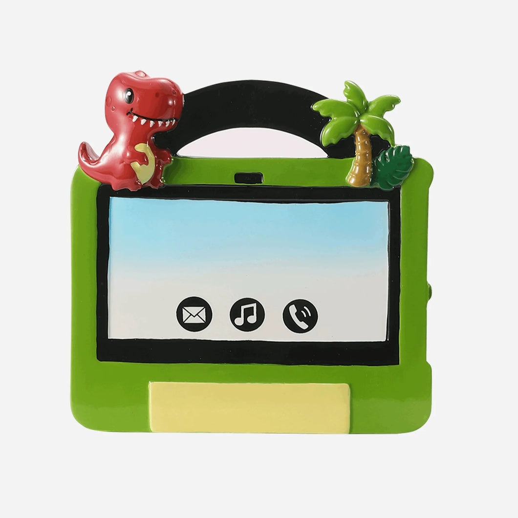 Black & Green IPad Tablet for Boys with Dinosaur Personalized Hanging Christmas Ornament