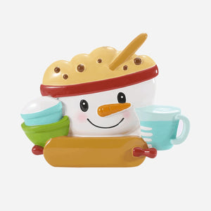 Snowman Baker Christmas Ornament, 4 Inch, Resin Personalized Christmas Ornament with Rolling Pin, Measuring Cup and Mixing Bowl Let's Bake/Cook!