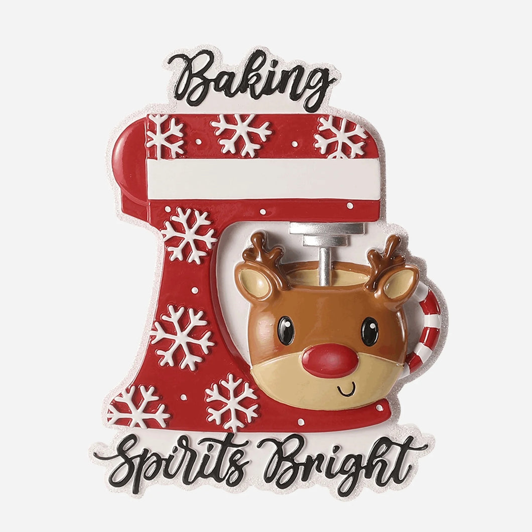 Baking Spirits Bright Stand Mixer with Reindeer Bowl Personalized Christmas Ornament, 4