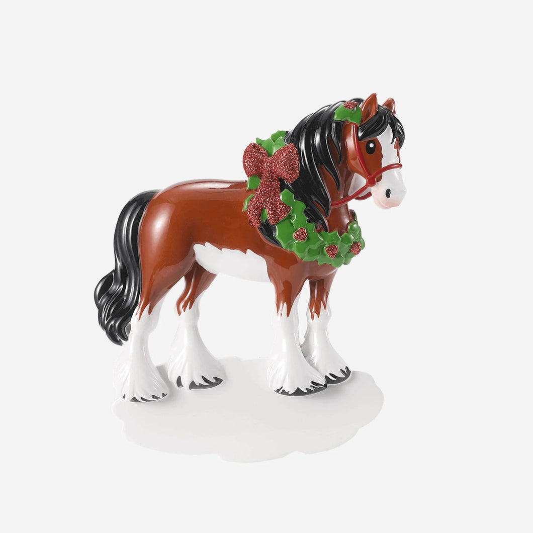 Clysedale Horse with Christmas Wreath Personalized Christmas Ornament