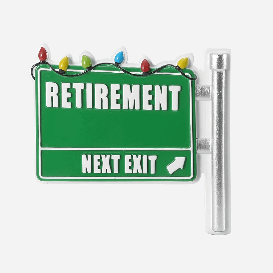 Retirement Road Sign Next Exit Personalized Christmas Ornament Retirement Gift