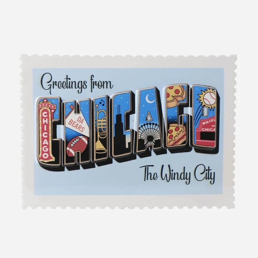 Greetings From Chicago The Windy City Personalized Postcard Christmas Ornament