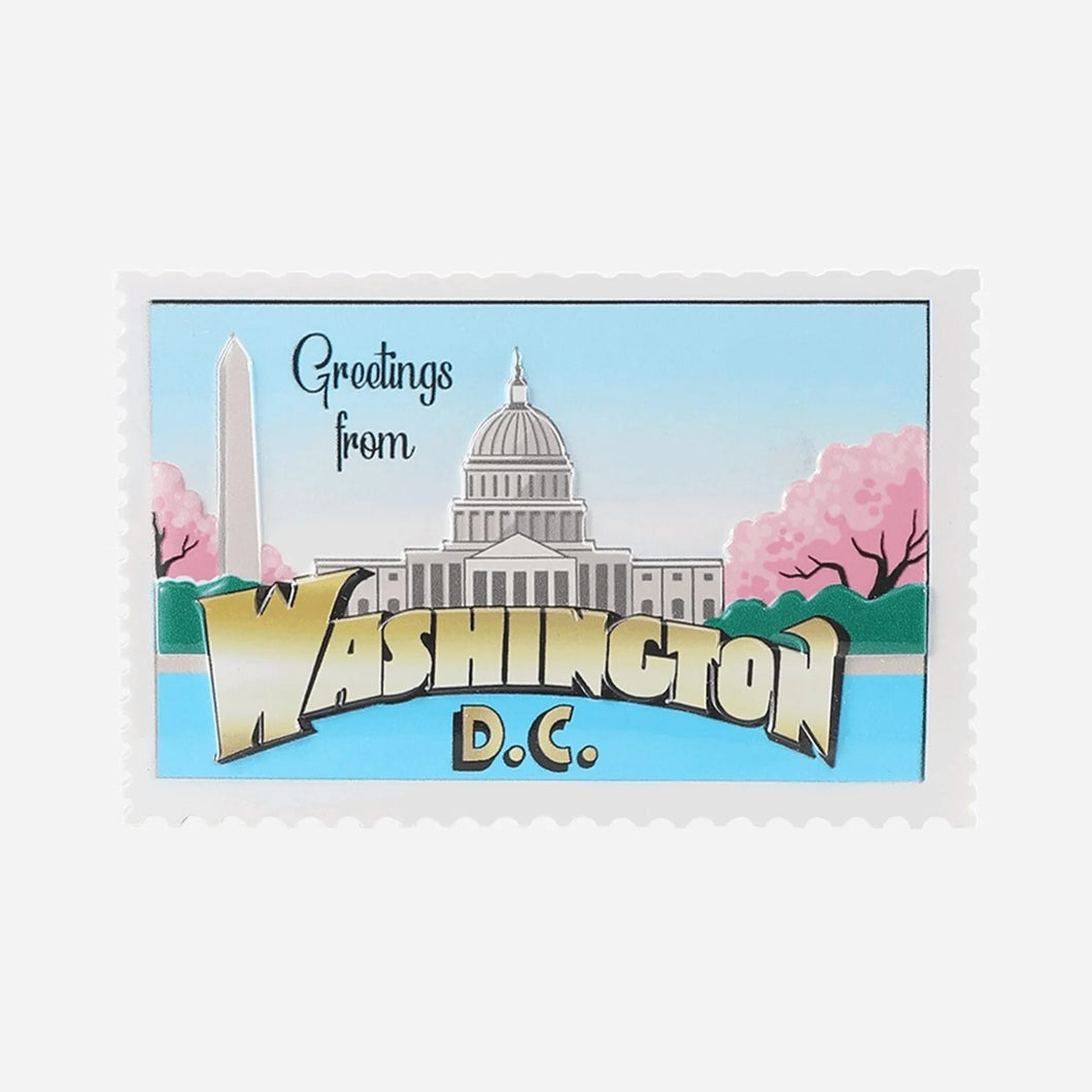 Greetings From Washington, DC with White House and Cherry Blossoms Personalized Postcard Christmas Ornament