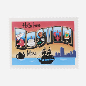 Hello From Boston Massachusetts Personalized Postcard Christmas Ornament