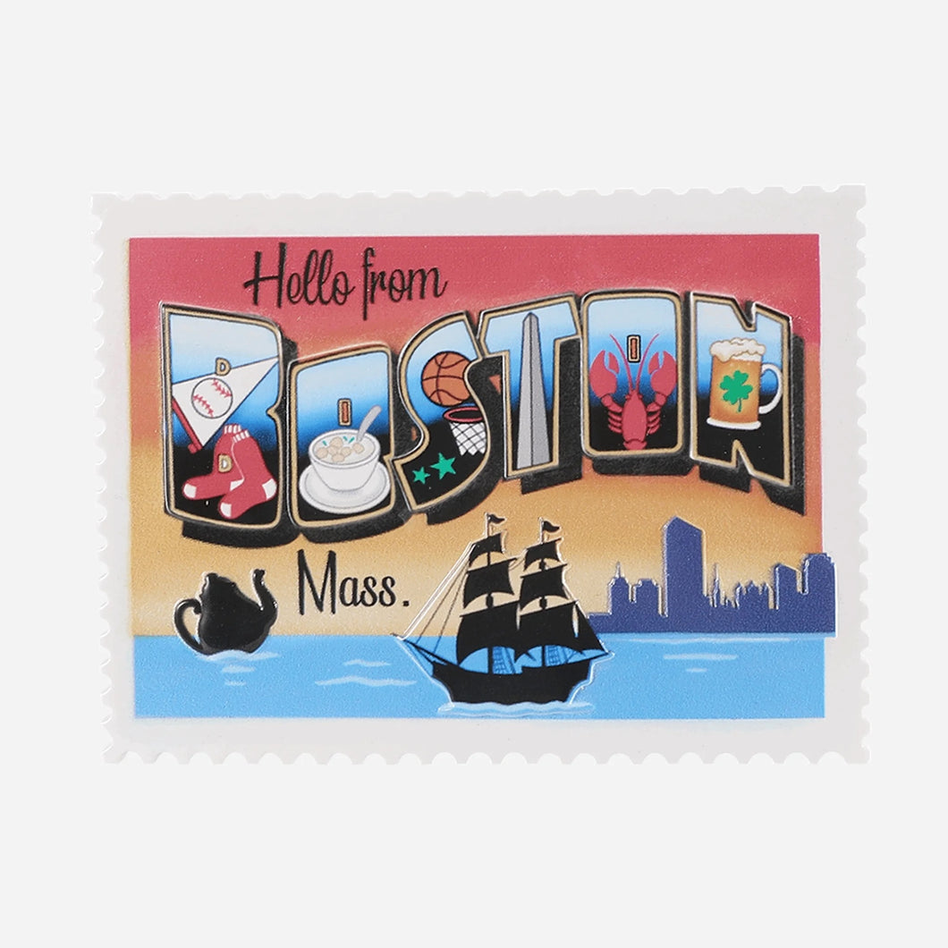 Hello From Boston Massachusetts Personalized Postcard Christmas Ornament