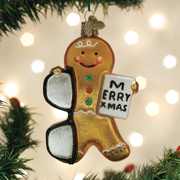 Old World brand Gingerbread Optometrist Eye Doctor Eye Test Glass Christmas Ornament with Eye Glasses and Glitter Accent