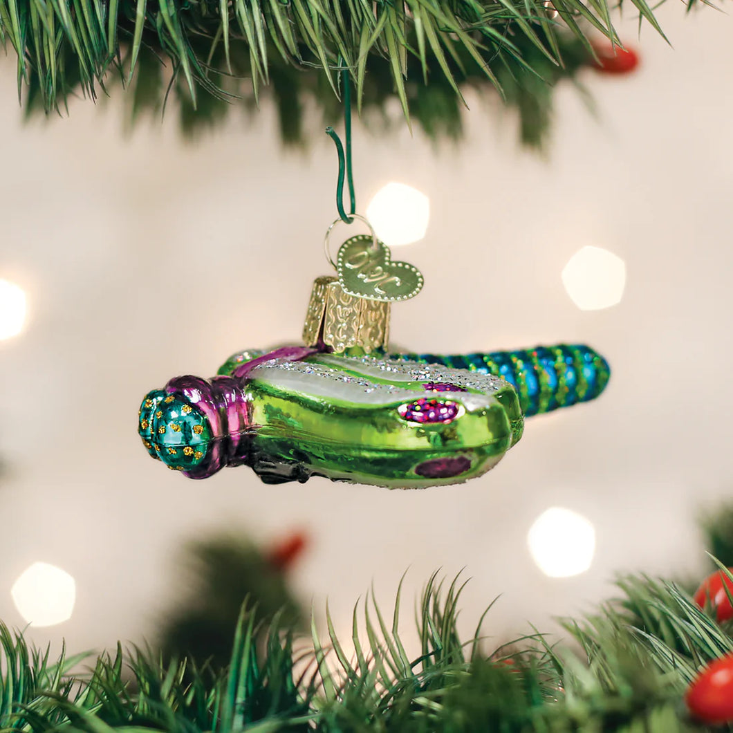 Old World Dainty Dragonfly Glass Christmas Ornament