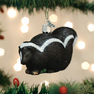 Old World Skunk Black with White Stripe Christmas Ornament