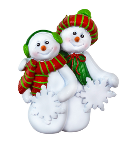 Snowman Couple holding SnowFlakes