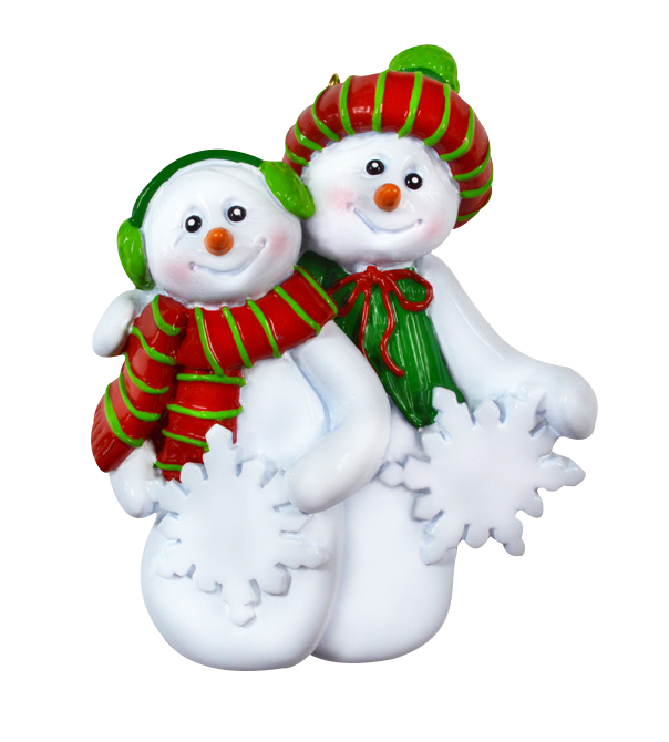 Snowman Couple holding SnowFlakes