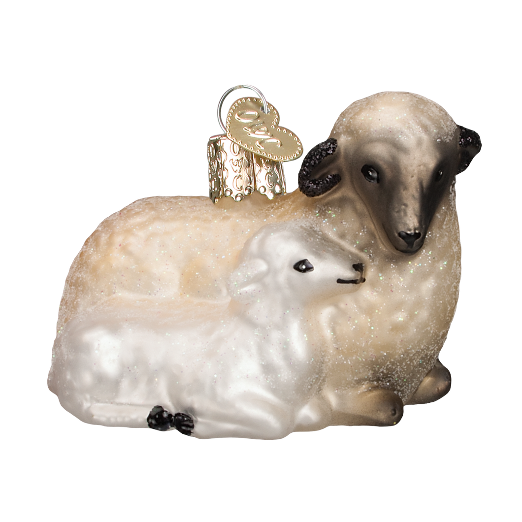Old World Sheep with Lamb Christmas Ornament