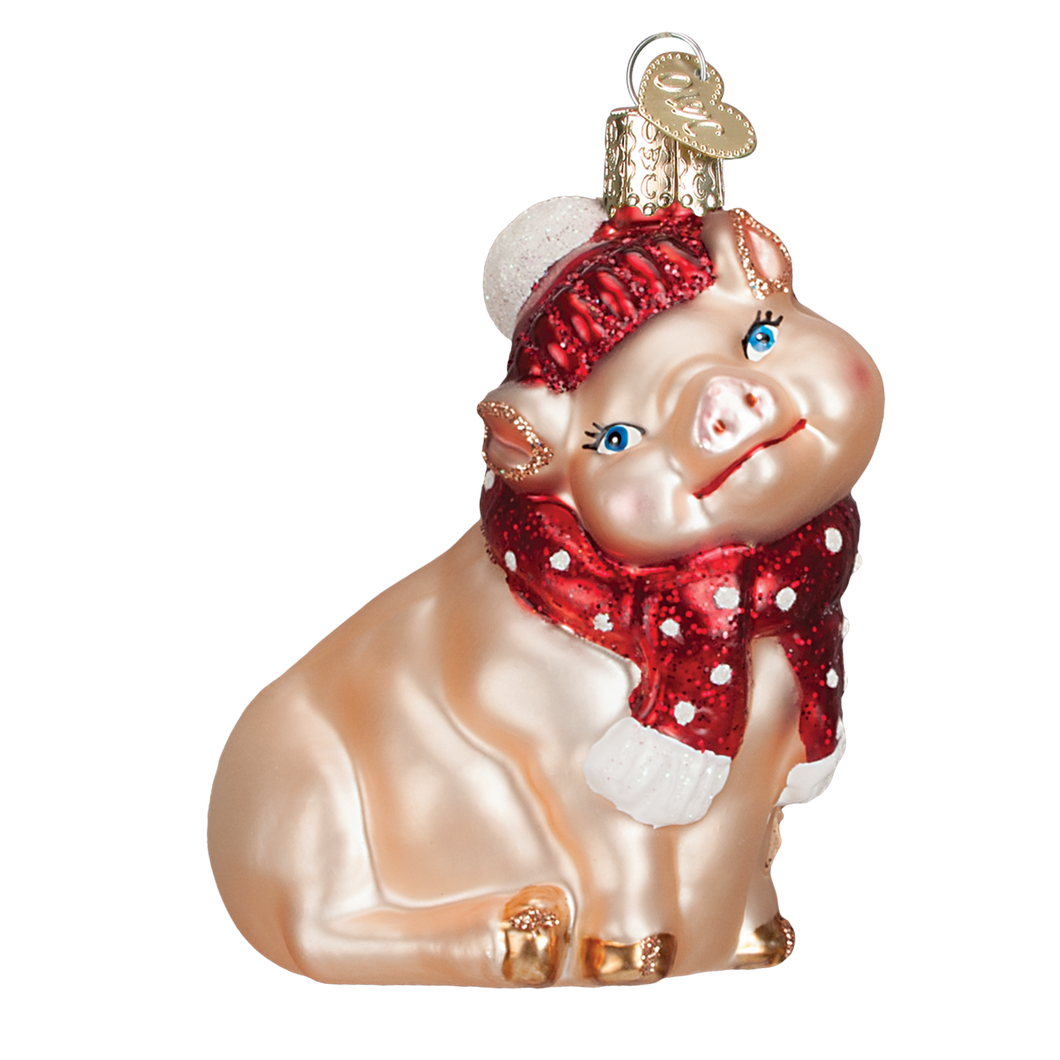 Old World Snowy Pig Christmas Ornament