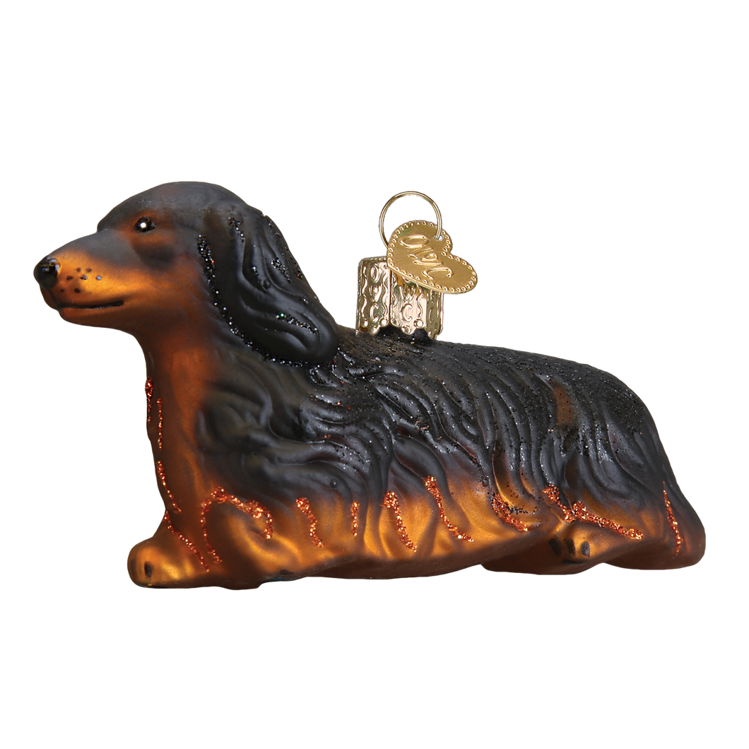 Old World Long-haired Dachshund Christmas Ornament