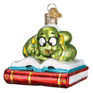 Old World Bookworm Christmas Ornament