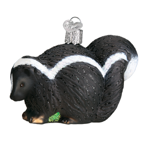 Old World Skunk Black with White Stripe Christmas Ornament