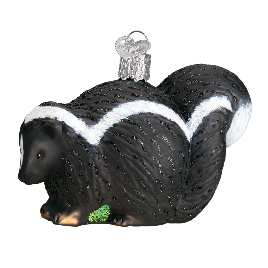 Old World Skunk Black with White Stripe Christmas Ornament