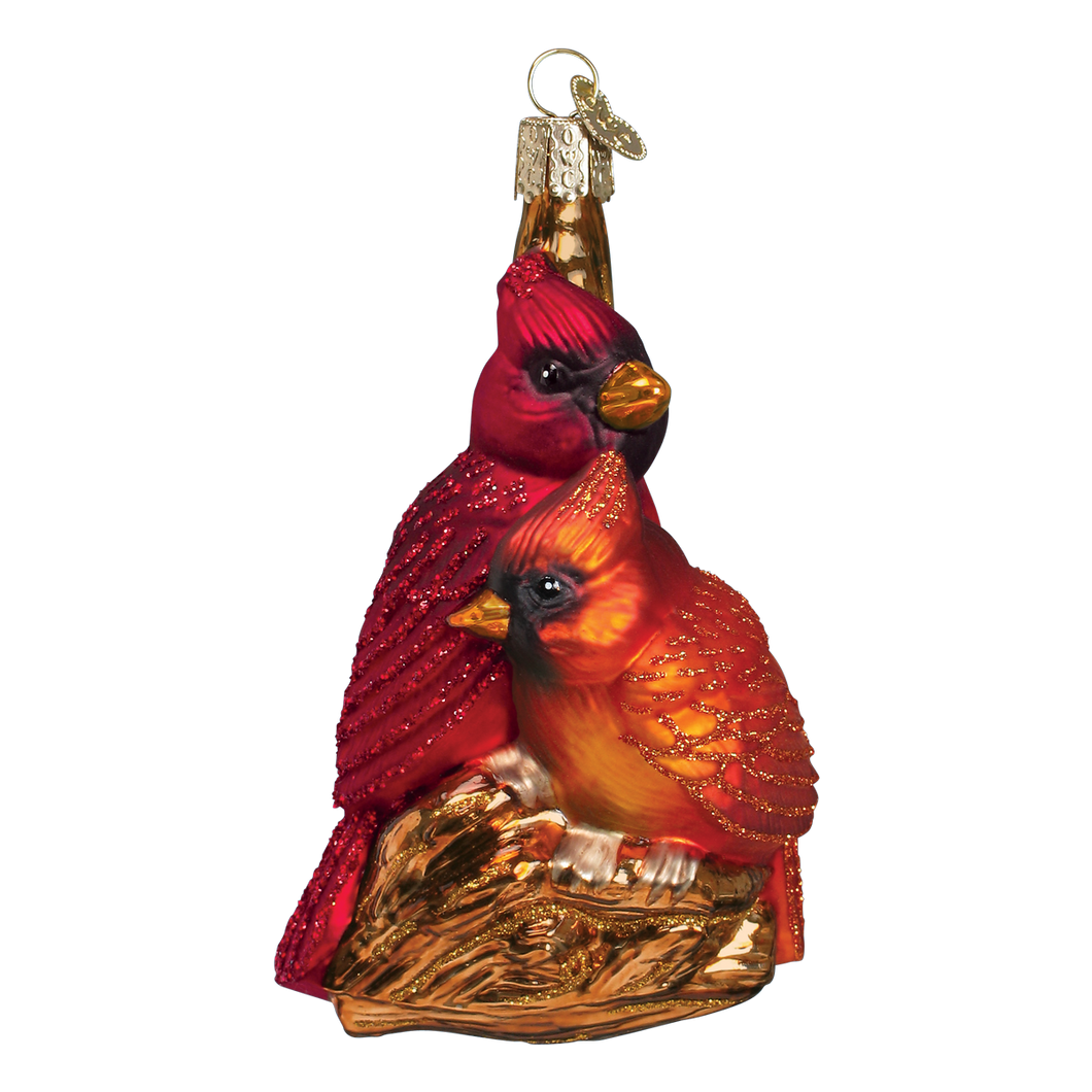 Old World Glass Pair of Cardinals Christmas Ornament