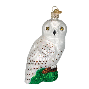 Old World Glass Great White Owl Christmas Ornament