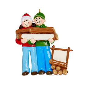 Cutting/Gathering Firewood /Logs Couple Ornament