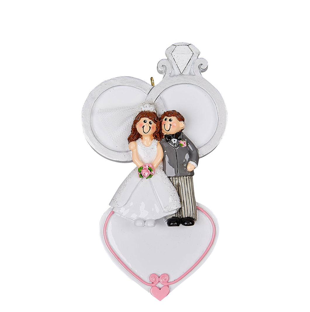 Wedding Day Couple with Rings Personalized Christmas Ornament