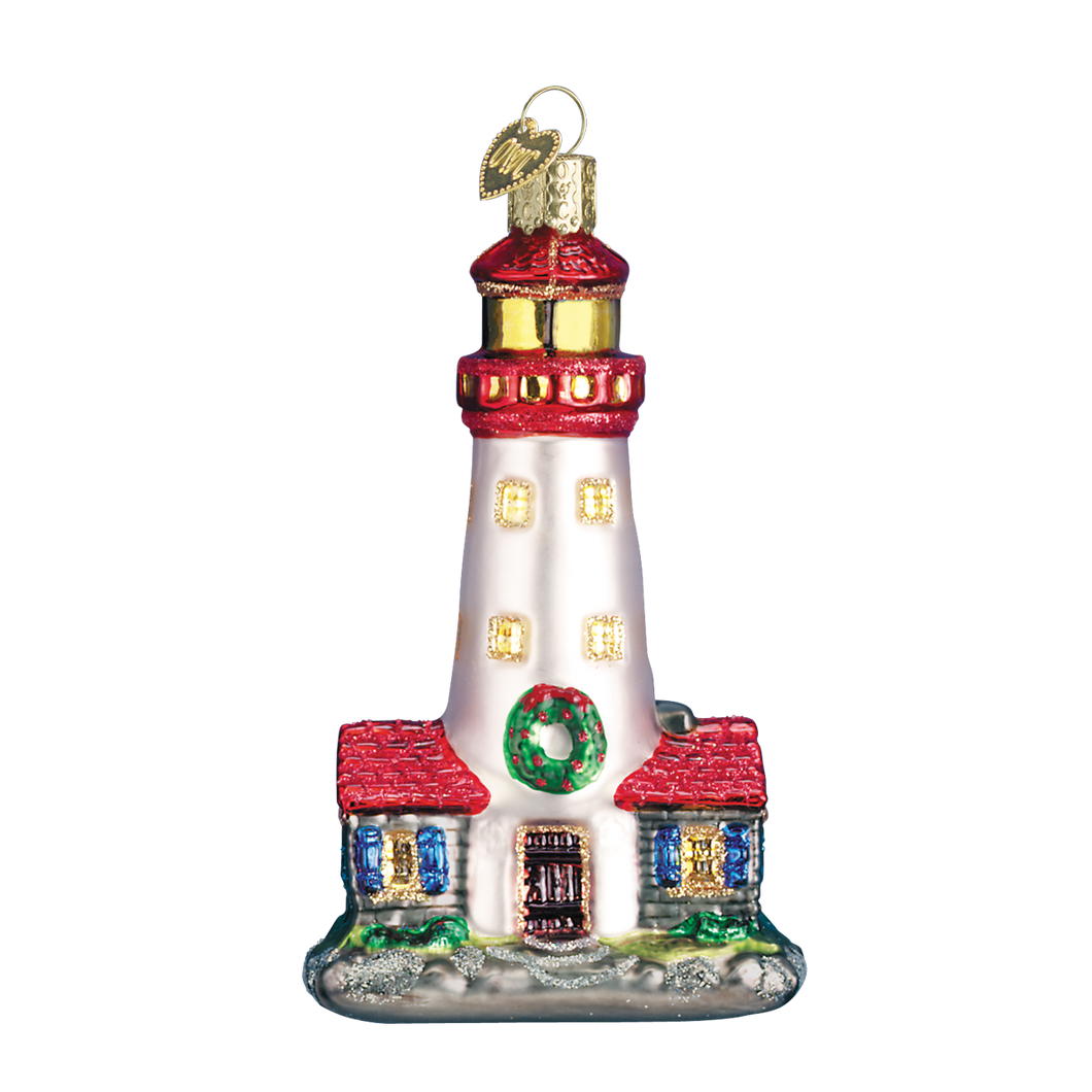 Old World Glass Lighthouse Christmas Ornament