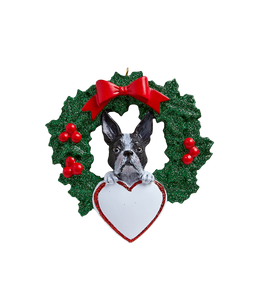 Boston Terrier With Wreath