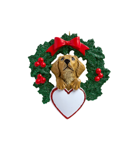 Yellow Lab With Wreath