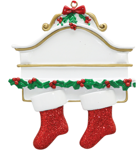2 Stockings on a Mantle Ornament