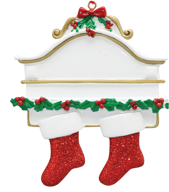 2 Stockings on a Mantle Ornament